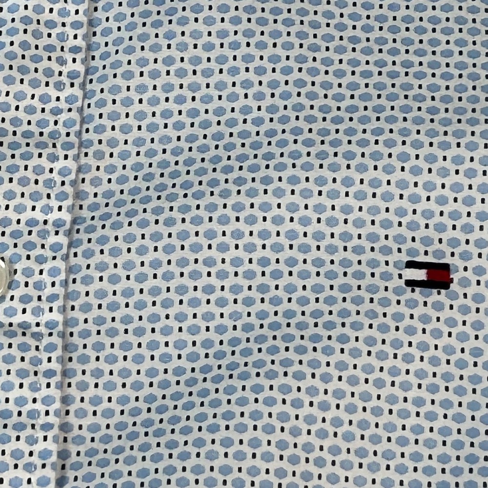 Tommy Hilfiger Mens Regular Fit Button Down Shirt Blue Geometric Print Size M - Picture 7 of 8